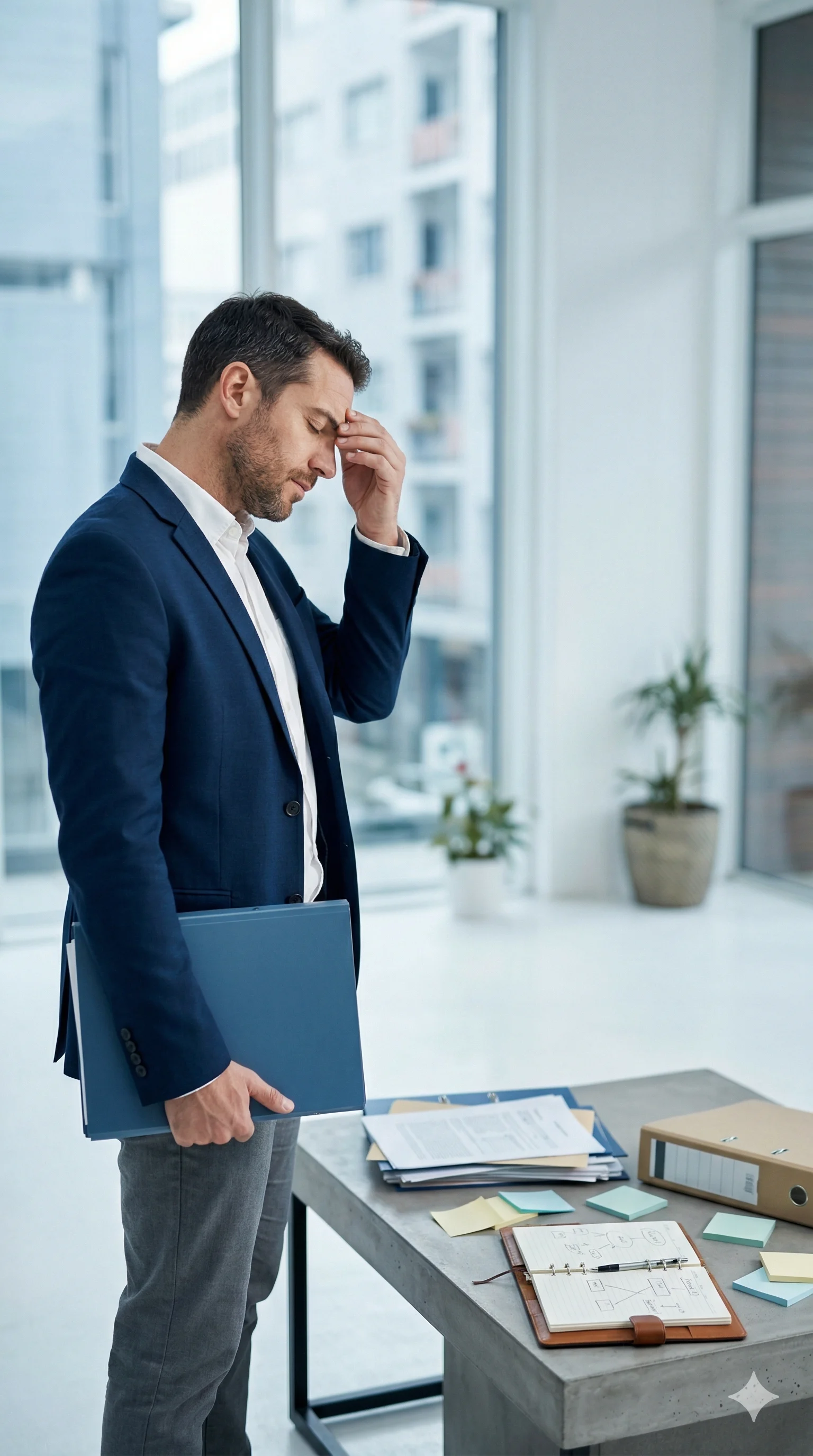 Man standing and think about SBA loan